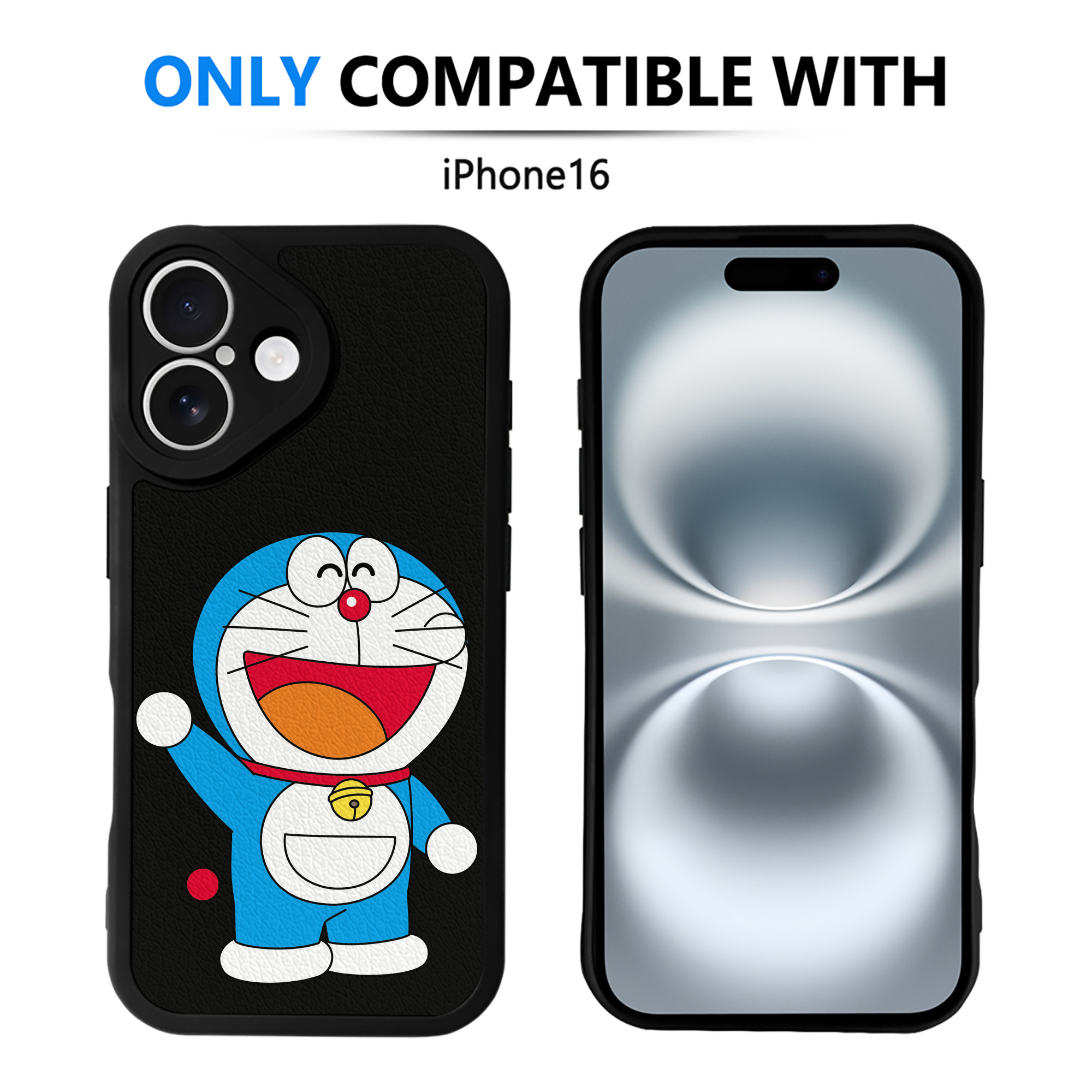 （画像用） ドラえもん Doraemon 【iPhone 16シリーズ対応】シリコンスマホケース（レザー調） 材質：シリコン